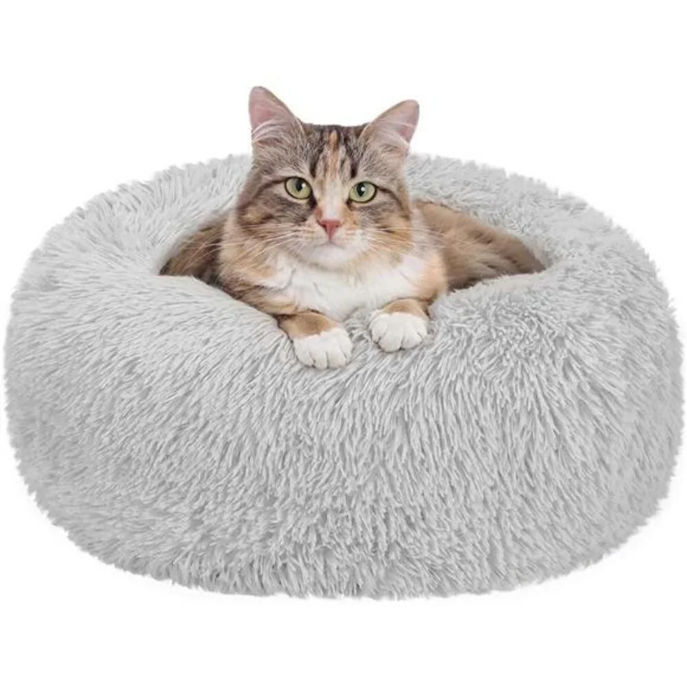 20inx 20x 8 Calming Donut Dog Bed Anti-Anxiety, Self Warming, Cozy Soft Plush